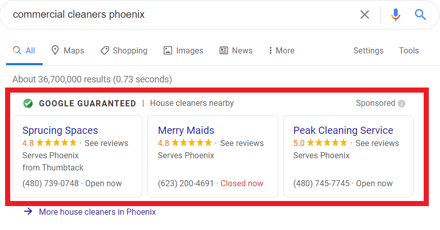 a picture of an ad posted in google