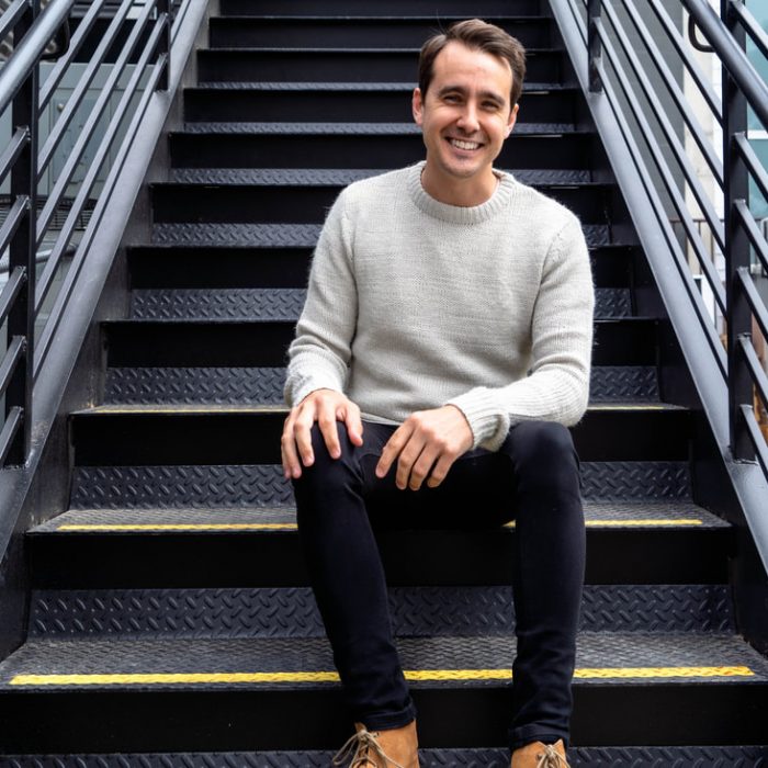a picture of josh blakeley on the stairs